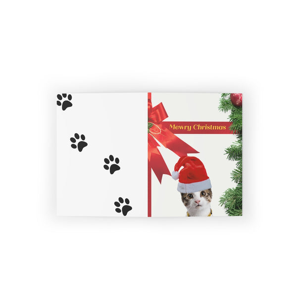 Santa Hat Cat Card Festive & Happy Holiday Greeting Cards | Christmas Card Set with Envelopes (8, 16, and 24 pcs) Perfect Gift Message