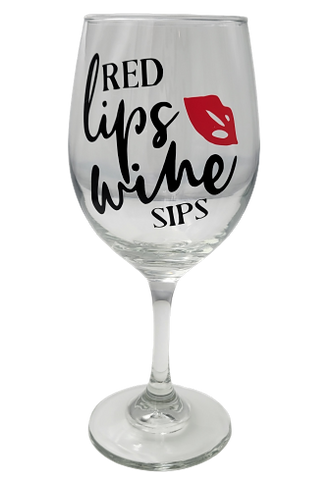 Red Lips and Wine Sips | Custom Wine Glass