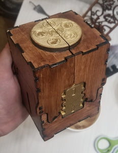 Handmade MTG Card Deck Box - Stained Wood with Gold Painted Accent