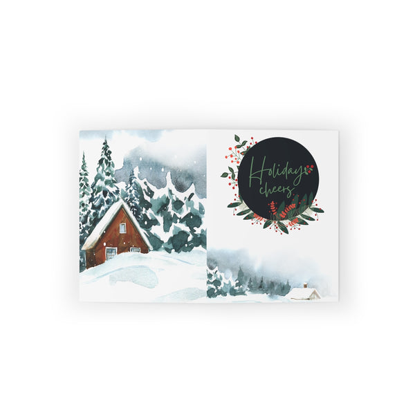 Holiday Cheer Cabin Card Festive & Happy Holiday Greeting Cards | Christmas Card Set with Envelopes (8, 16, and 24 pcs) Perfect Gift Message