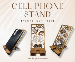 Hand Stained Wooden Cell Phone Holder | Pumpkin / FALL Theme