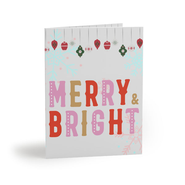 Merry and Bright Card Festive & Happy Holiday Greeting Cards | Christmas Card Set with Envelopes (8, 16, and 24 pcs) Perfect Gift Message
