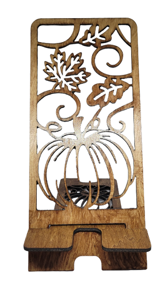 Hand Stained Wooden Cell Phone Holder | Pumpkin / FALL Theme