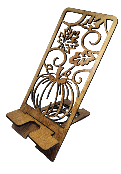 Hand Stained Wooden Cell Phone Holder | Pumpkin / FALL Theme