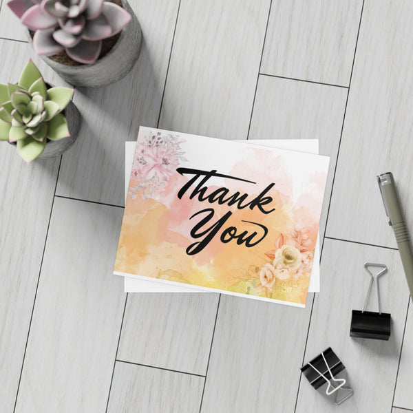 Watercolor Floral Thank You Card Bundles (10, 30, 50 pcs)