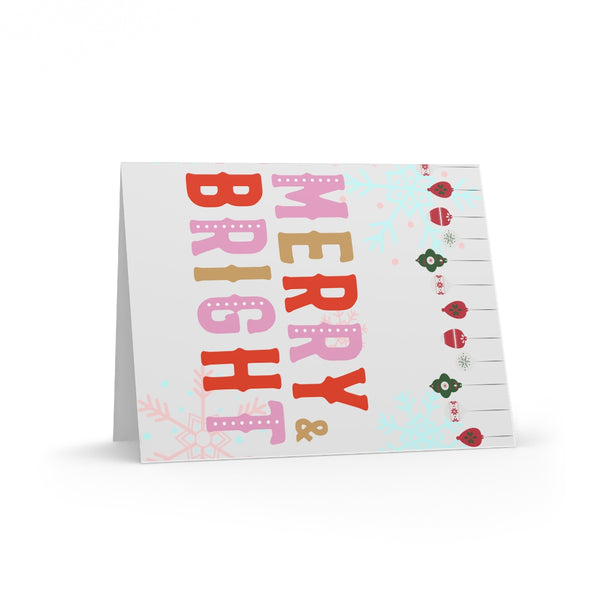 Merry and Bright Card Festive & Happy Holiday Greeting Cards | Christmas Card Set with Envelopes (8, 16, and 24 pcs) Perfect Gift Message