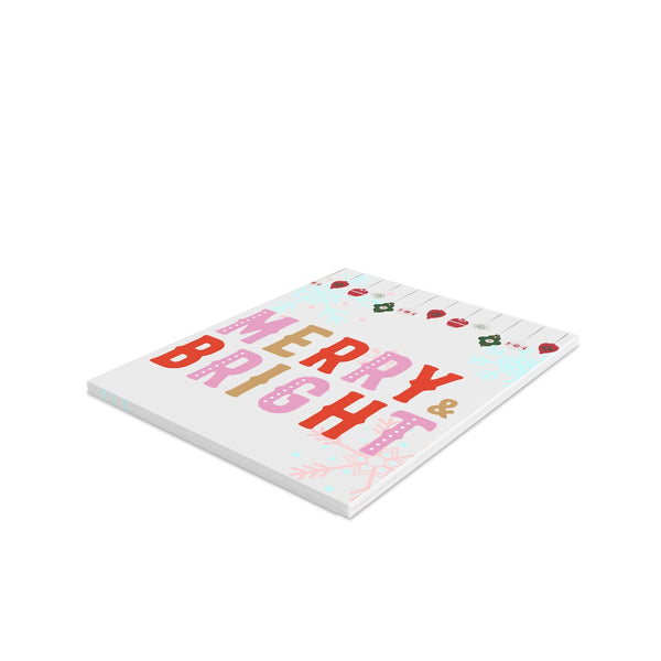 Merry and Bright Card Festive & Happy Holiday Greeting Cards | Christmas Card Set with Envelopes (8, 16, and 24 pcs) Perfect Gift Message