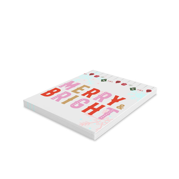 Merry and Bright Card Festive & Happy Holiday Greeting Cards | Christmas Card Set with Envelopes (8, 16, and 24 pcs) Perfect Gift Message