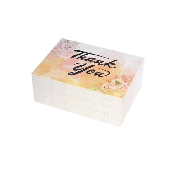 Watercolor Floral Thank You Card Bundles (10, 30, 50 pcs)