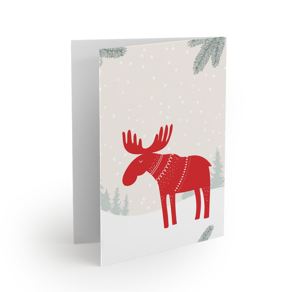 Merry Moosemas Card Festive & Happy Holiday Greeting Cards | Christmas Card Set with Envelopes (8, 16, and 24 pcs) Perfect Gift Message