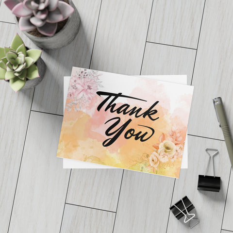 Watercolor Floral Thank You Card Bundles (10, 30, 50 pcs)