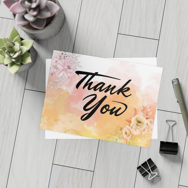 Watercolor Floral Thank You Card Bundles (10, 30, 50 pcs)